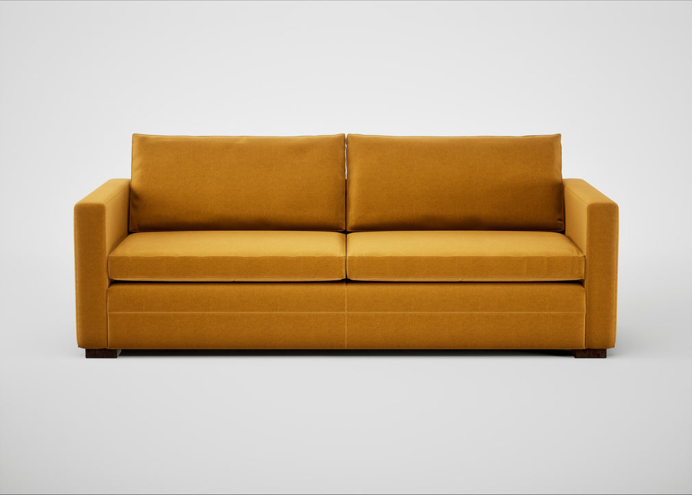 Palermo 4 Seater Sofa Nobilis Velvet Mustard / Walnut