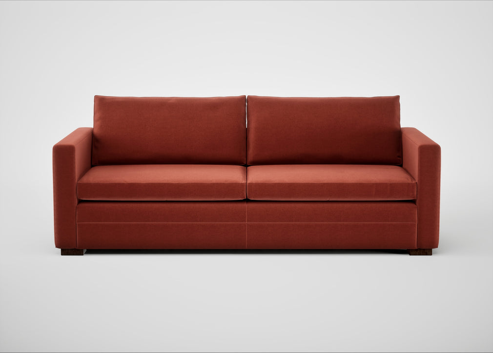 Palermo 4 Seater Sofa Nobilis Velvet Rust / Walnut and Brass