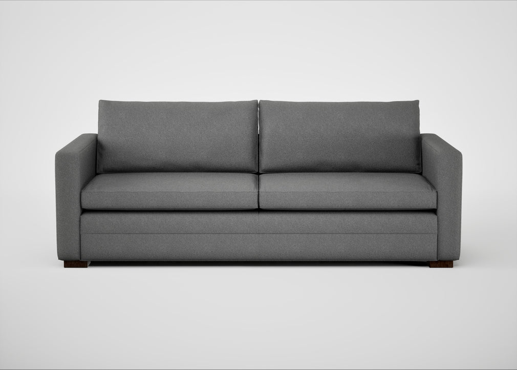 Palermo 4 Seater Sofa St Moritz Wool Light Grey / Walnut and Brass