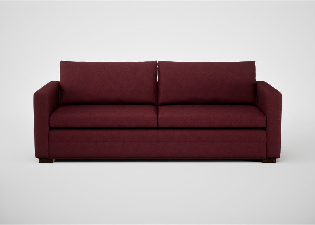 Palermo 4 Seater Sofa St Moritz Wool Red / Walnut and Brass