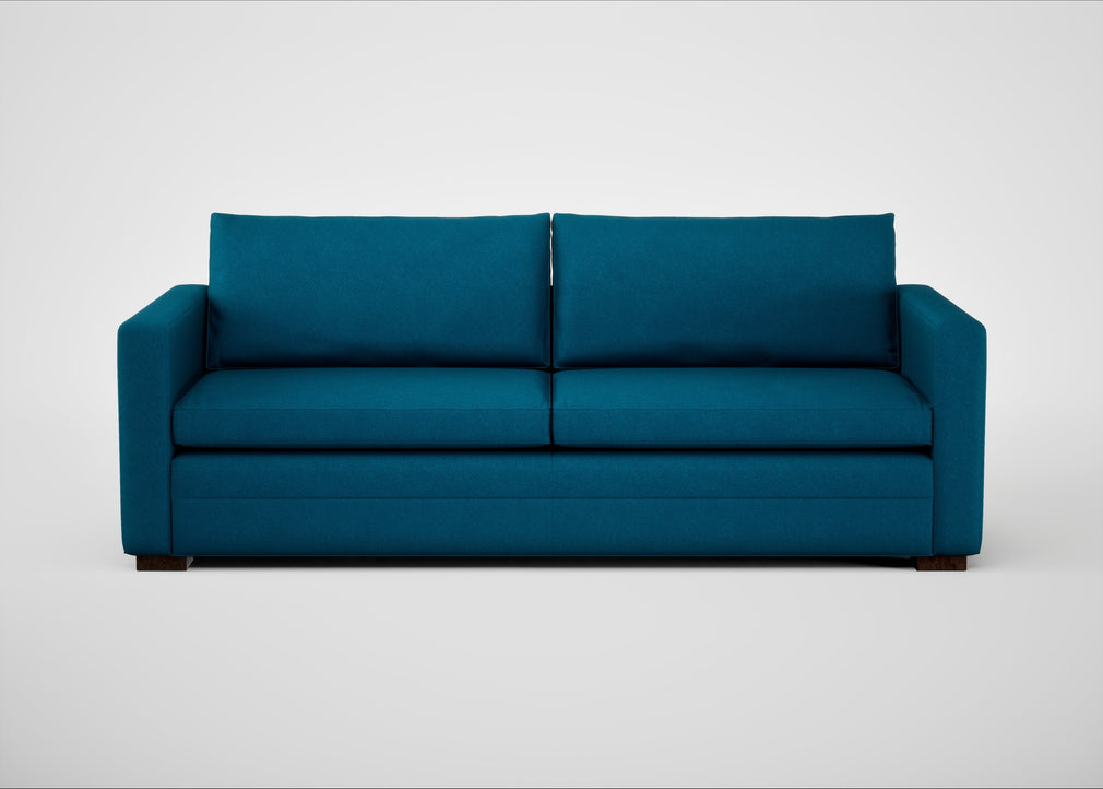 Palermo 4 Seater Sofa St Moritz Wool Teal / Walnut and Brass