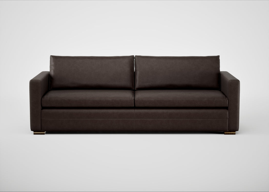 Palermo 5 Seater Sofa Leather Grain Chocolate 066 / Walnut and Brass