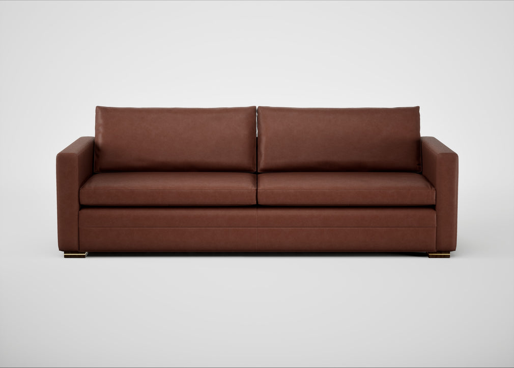 Palermo 5 Seater Sofa Leather Grain Dark Brown 068 / Walnut and Brass