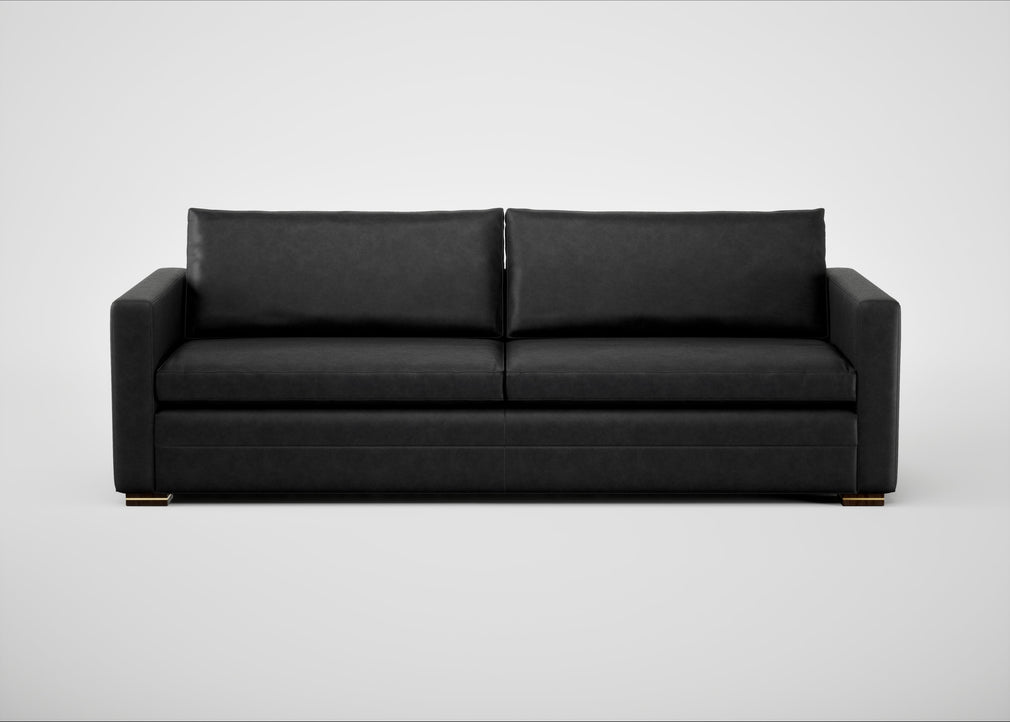 Palermo 5 Seater Sofa Leather Grain Graphite 063 / Walnut and Brass