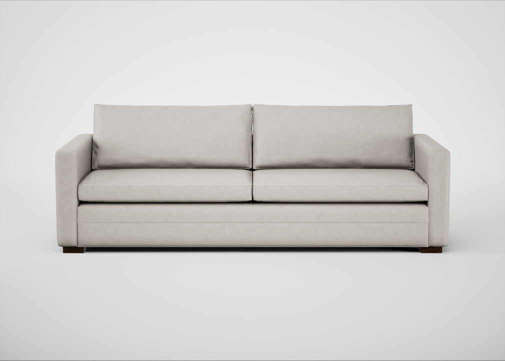 Palermo 5 Seater Sofa Leather Grain White 000 / Walnut