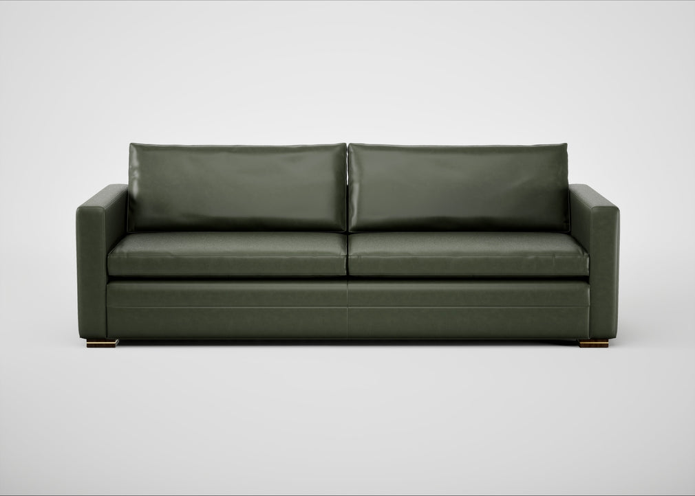 Palermo 5 Seater Sofa Leather Stonewash Vintage Green 278 / Walnut and Brass