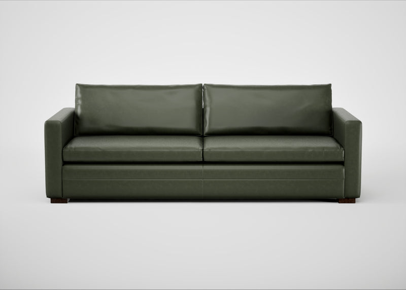 Palermo 5 Seater Sofa Leather Stonewash Vintage Green 278 / Walnut