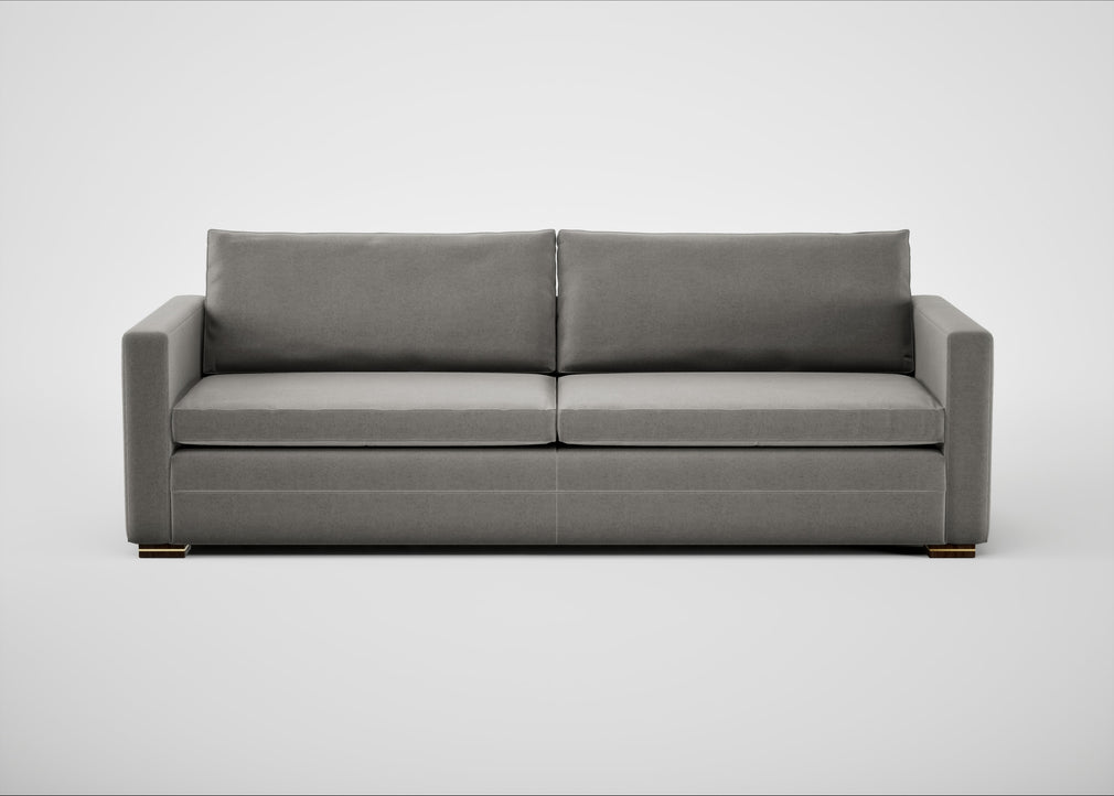 Palermo 5 Seater Sofa Nobilis Velvet Dolphin / Walnut and Brass