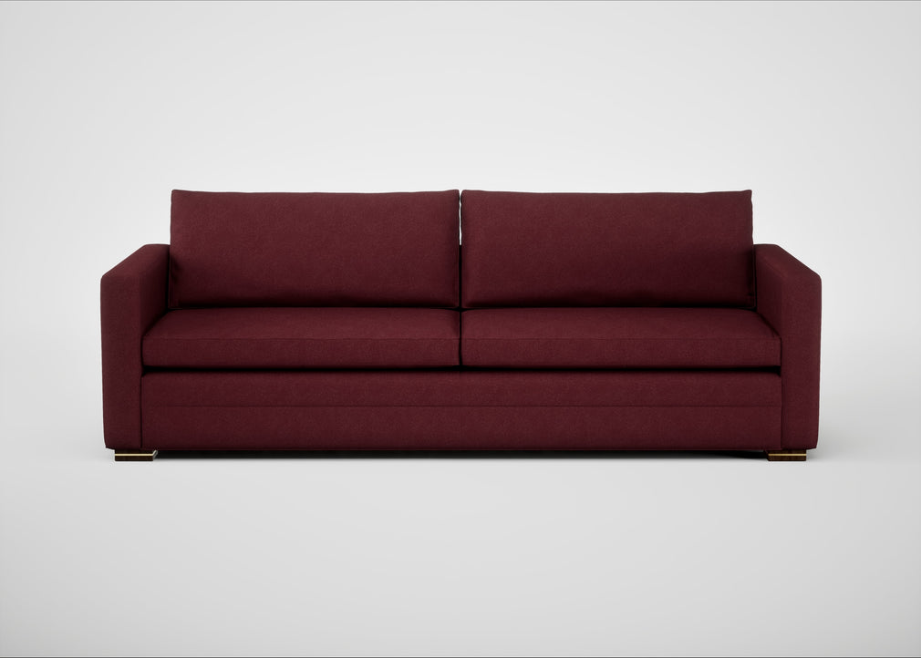 Palermo 5 Seater Sofa St Moritz Wool Red / Walnut and Brass