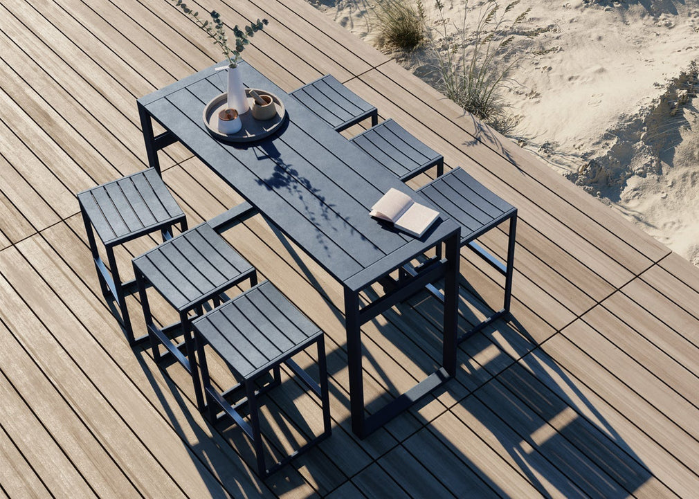 Eos Outdoor Rectangular Bar Table Black