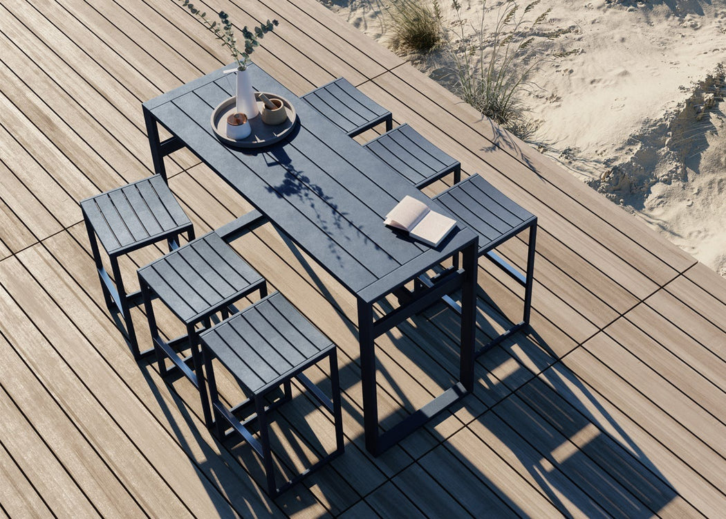 Eos Outdoor Rectangular Bar Table Black