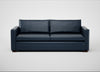 Palermo 4 Seater Sofa Leather Stonewash Navy Blue 279 / Walnut and Brass