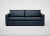 Palermo 4 Seater Sofa Leather Stonewash Navy Blue 279 / Walnut