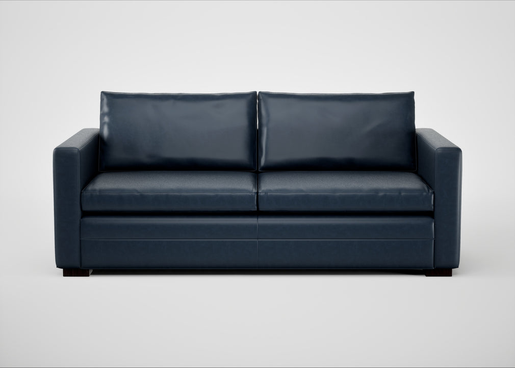 Palermo 3 Seater Sofa Leather Stonewash Navy Blue 279 / Black