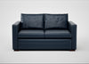 Palermo 2 Seater Sofa Leather Stonewash Navy Blue 279 / Walnut