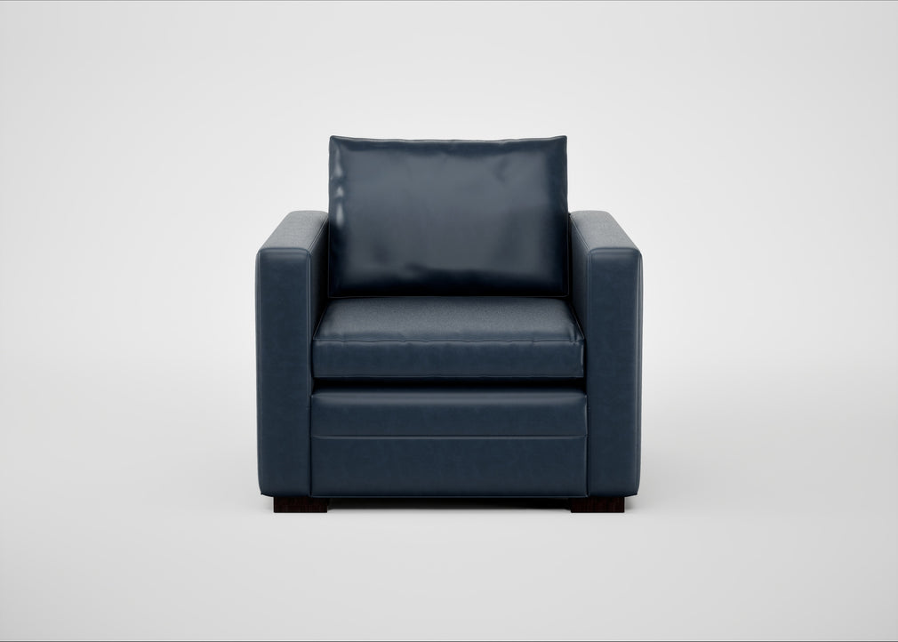 Palermo Armchair Leather Stonewash Navy Blue 279 / Black