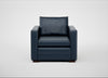 Palermo Armchair Leather Stonewash Navy Blue 279 / Walnut and Brass