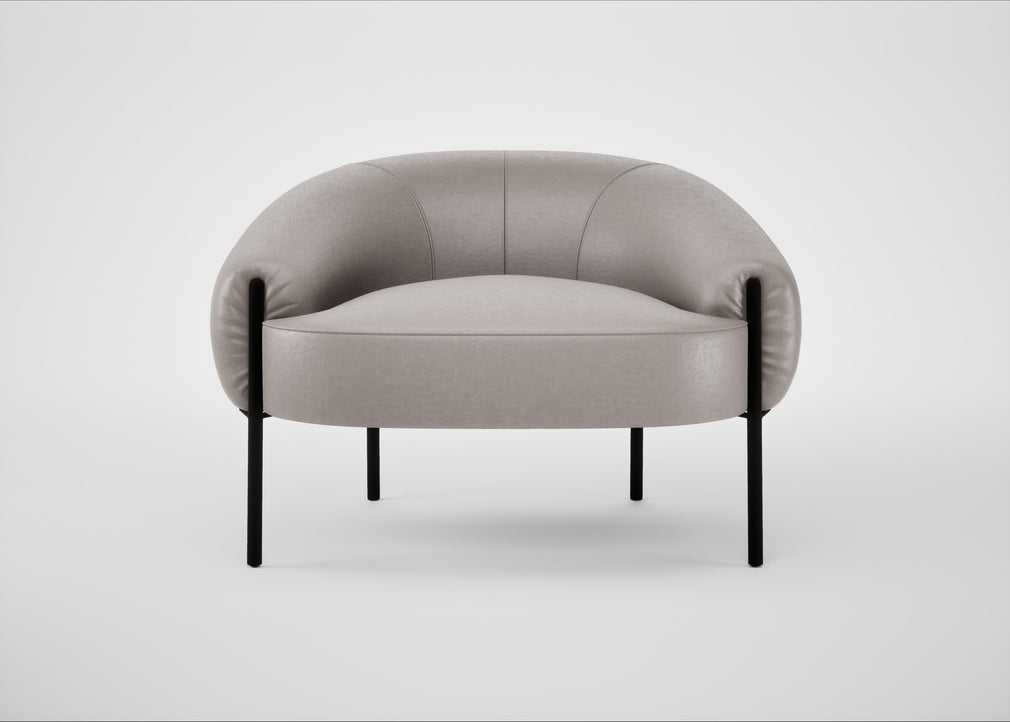 Isola Armchair Daino Leather Elephant / Black
