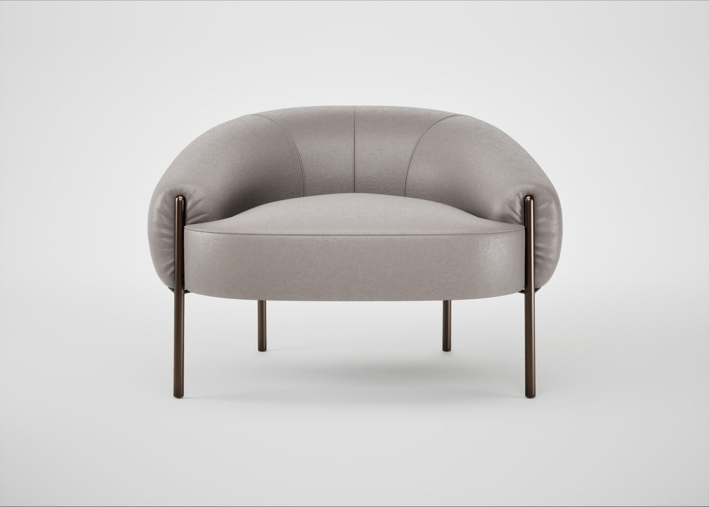 Isola Armchair Daino Leather Elephant / Bronze