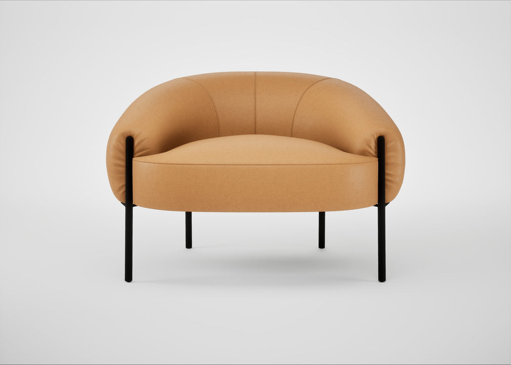 Isola Armchair Daino Leather Parchment / Black