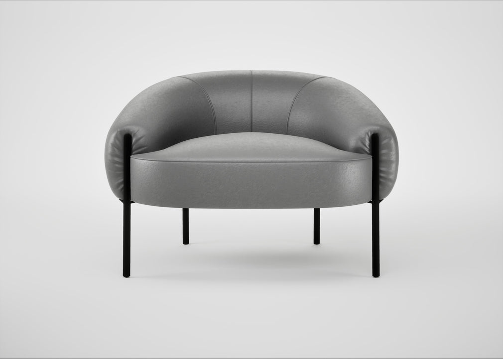 Isola Armchair Daino Leather Steel / Black