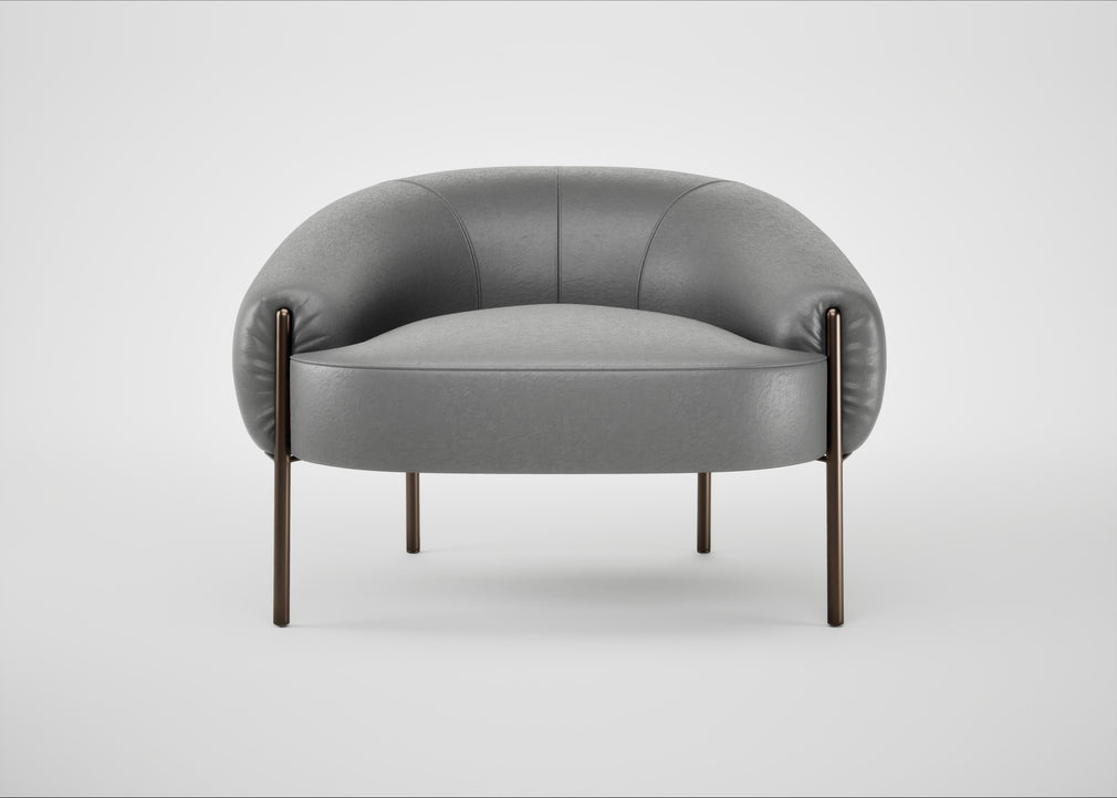 Isola Armchair Daino Leather Steel / Bronze