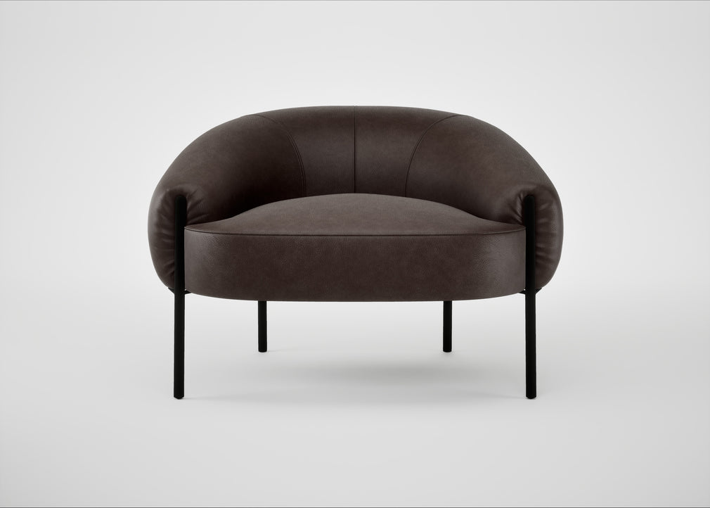 Isola Armchair Leather Grain Chocolate 066 / Black