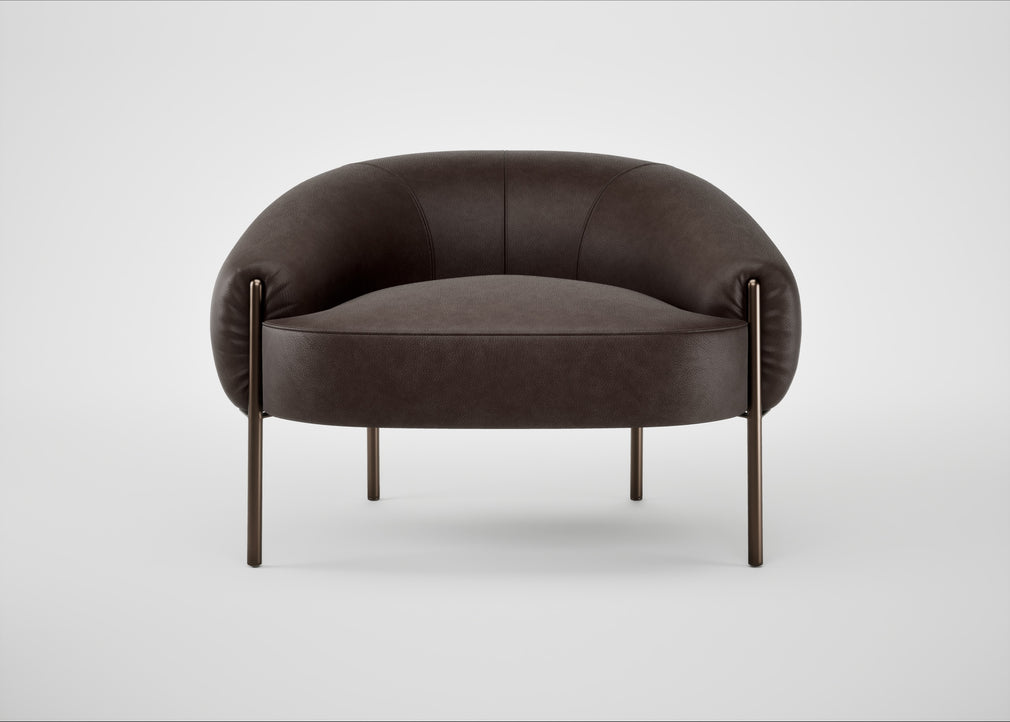 Isola Armchair Leather Grain Chocolate 066 / Bronze