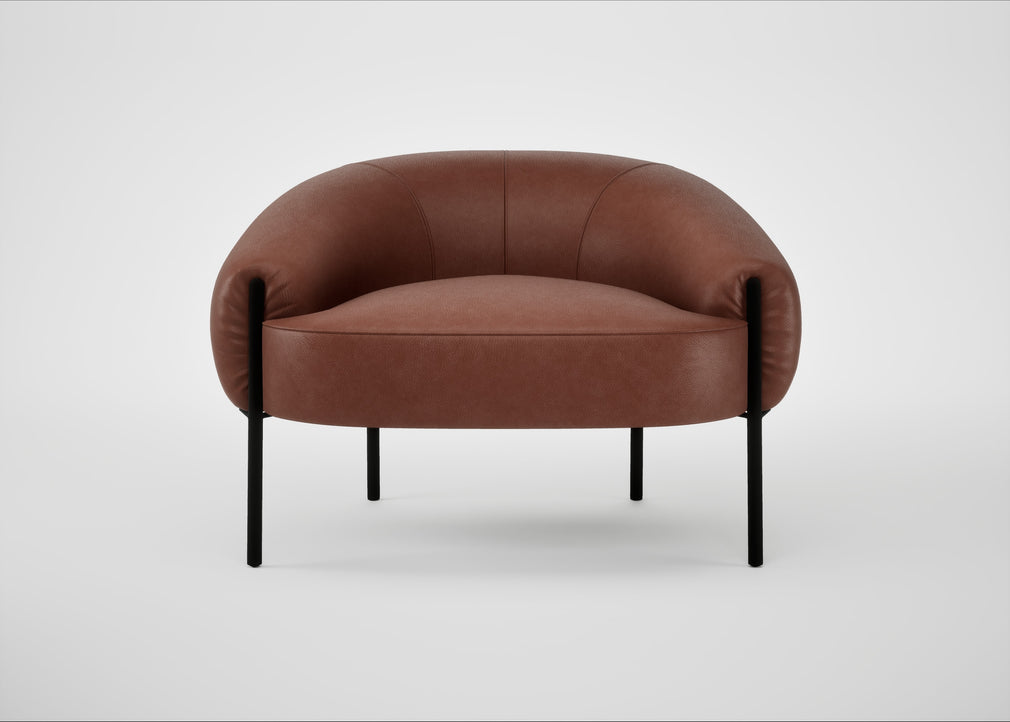 Isola Armchair Leather Grain Dark Brown 068 / Black