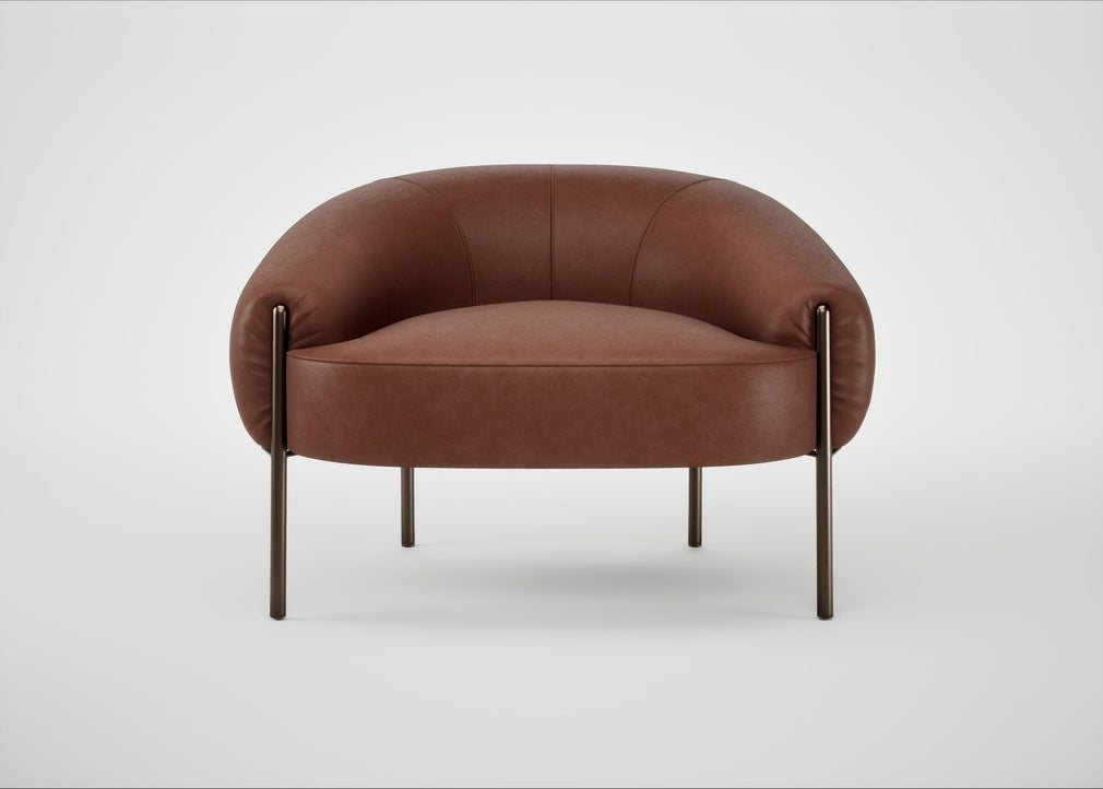 Isola Armchair Leather Grain Dark Brown 068 / Bronze