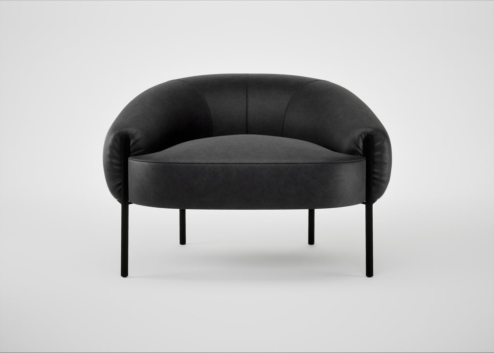 Isola Armchair Leather Grain Graphite 063 / Black