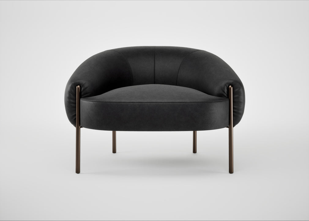 Isola Armchair Leather Grain Graphite 063 / Bronze