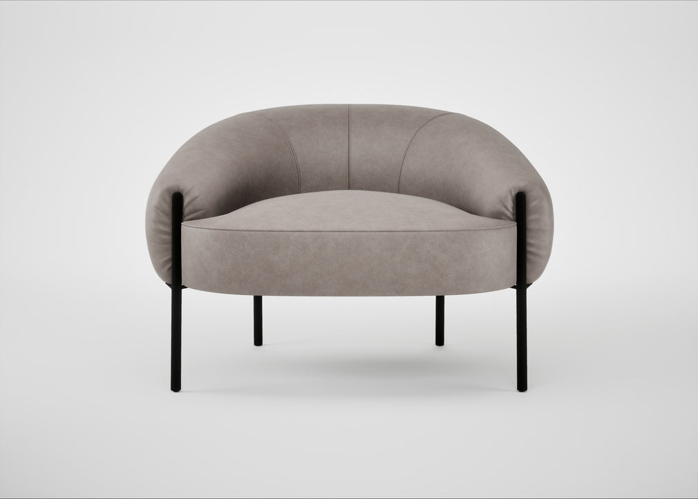 Isola Armchair Leather Grain Light Grey 060 / Black