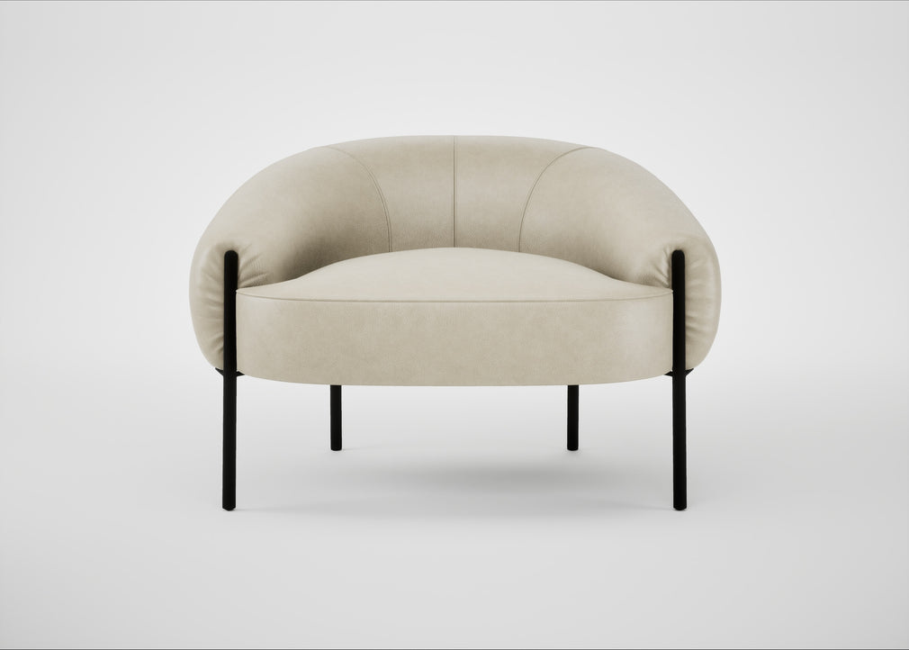 Isola Armchair Leather Grain Storm 006 / Black