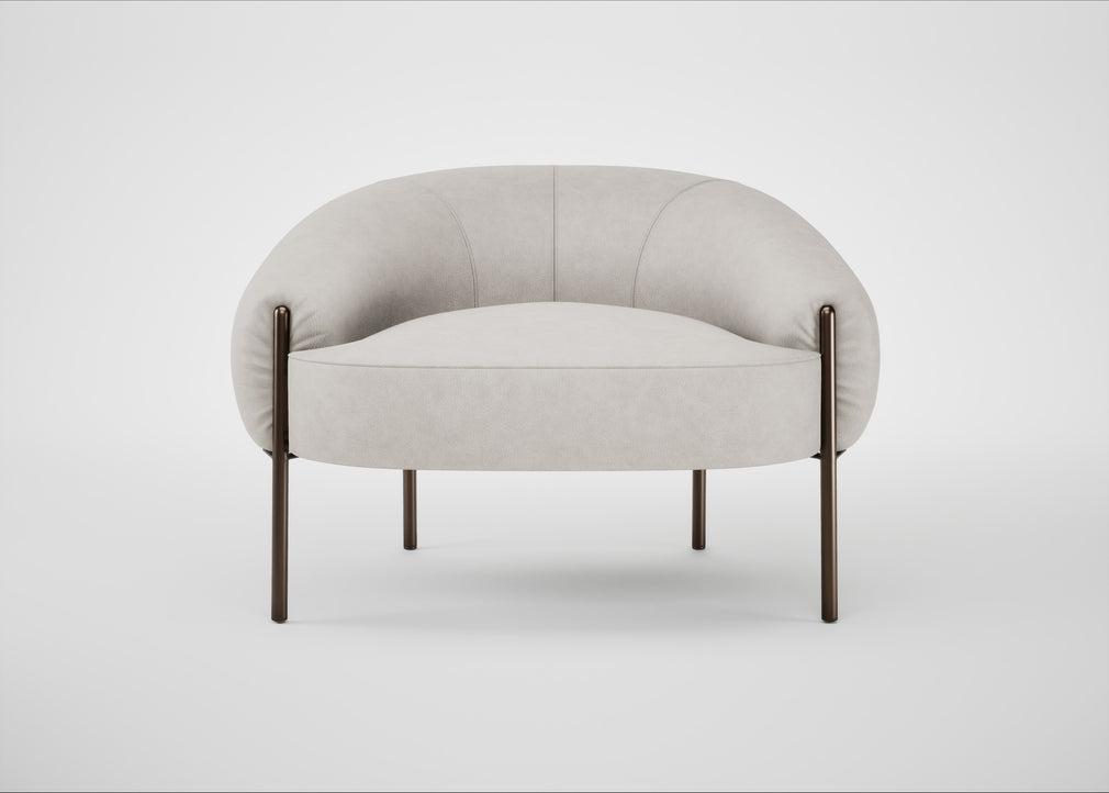 Isola Armchair Leather Grain White 000 / Bronze