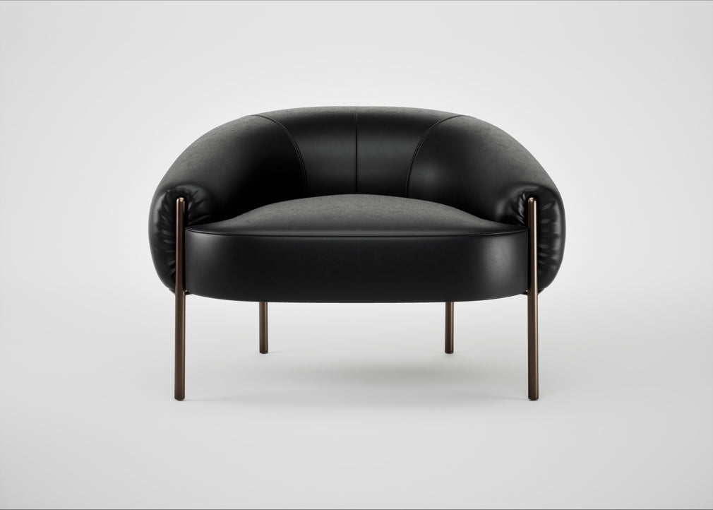Isola Armchair Leather Stonewash Black 263 / Bronze