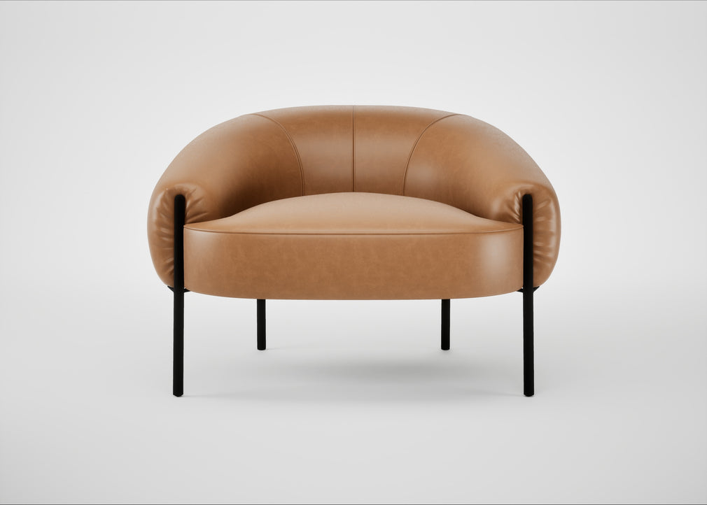 Isola Armchair Leather Stonewash Toffee 277 / Black