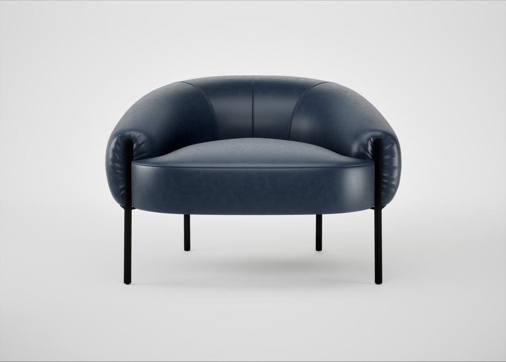 Isola Armchair Leather Stonewash Navy Blue 279 / Black