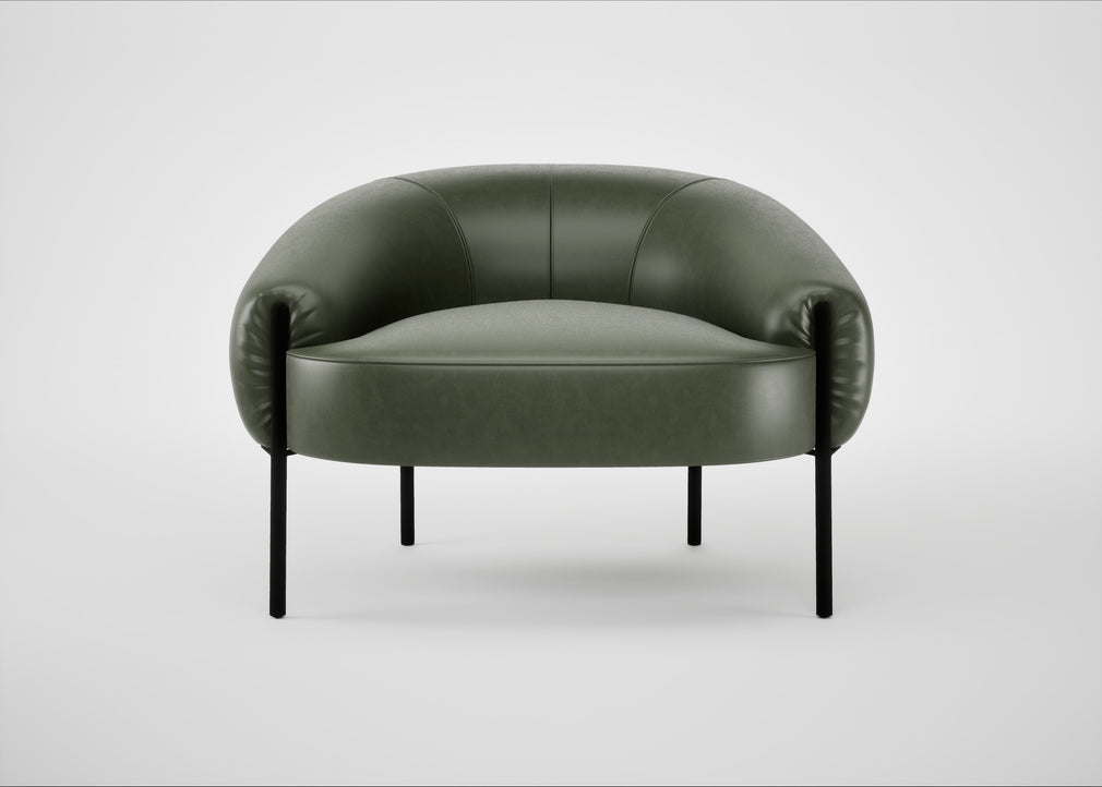 Isola Armchair Leather Stonewash Vintage Green 278 / Black