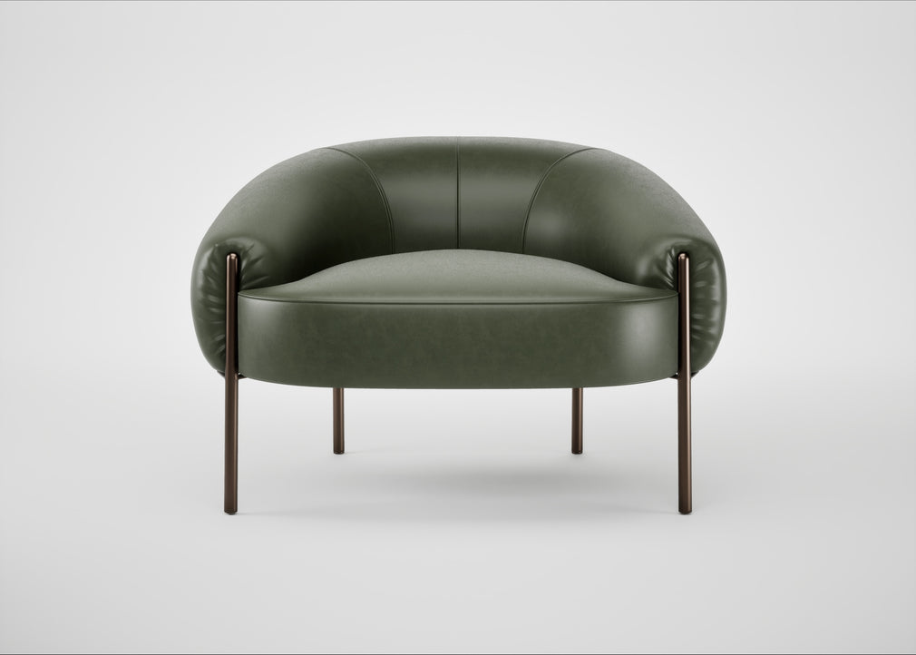 Isola Armchair Leather Stonewash Vintage Green 278 / Bronze