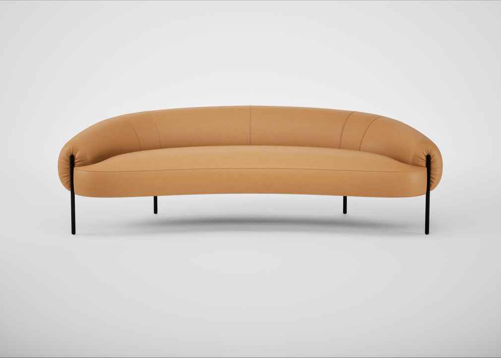 Isola 3 Seater Sofa Daino Leather Parchment / Black