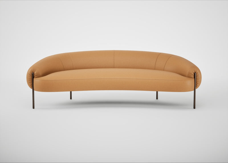 Isola 3 Seater Sofa Daino Leather Parchment / Bronze
