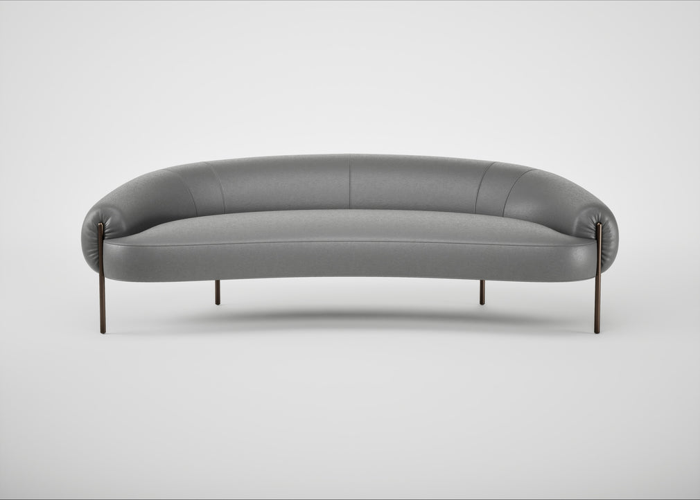 Isola 3 Seater Sofa Daino Leather Steel / Bronze