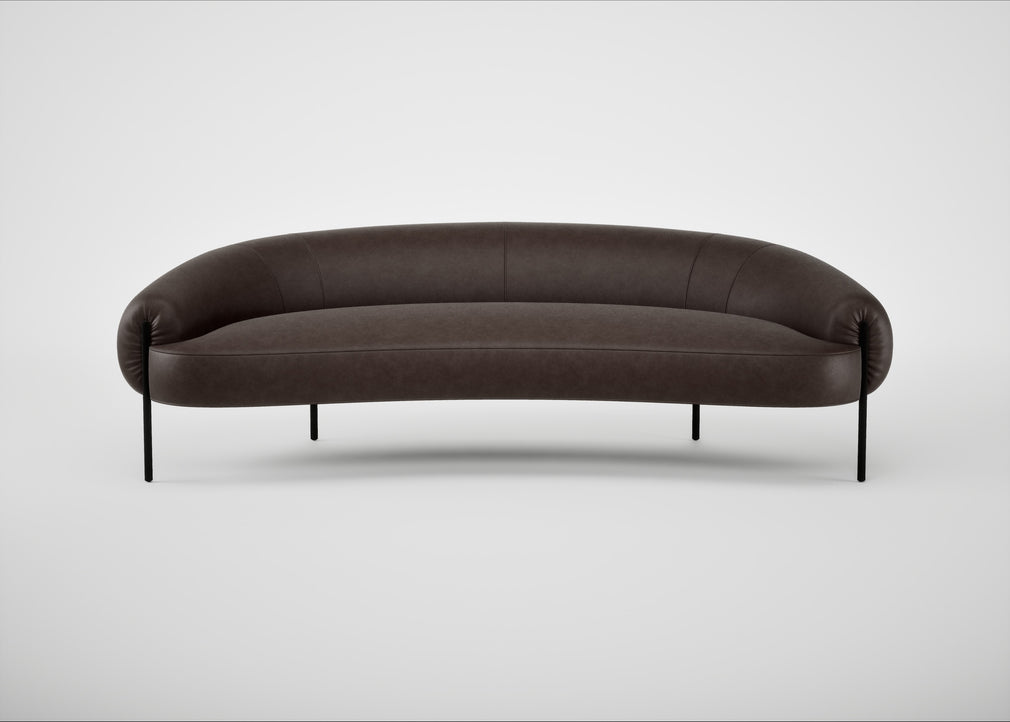 Isola 3 Seater Sofa Leather Grain Chocolate 066 / Black