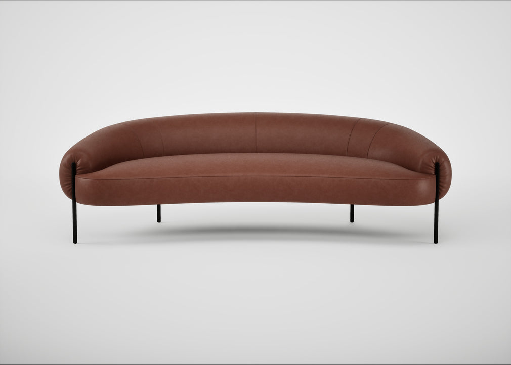 Isola 3 Seater Sofa Leather Grain Dark Brown 068 / Black