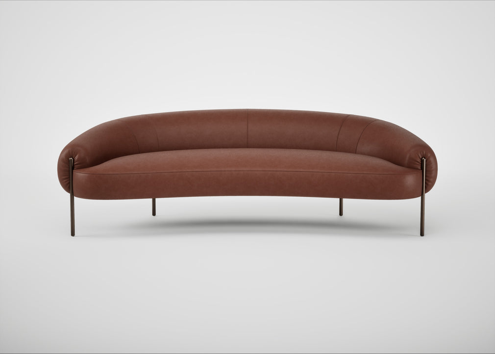 Isola 3 Seater Sofa Leather Grain Dark Brown 068 / Bronze