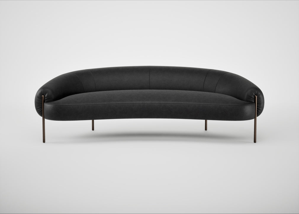 Isola 3 Seater Sofa Leather Grain Graphite 063 / Bronze