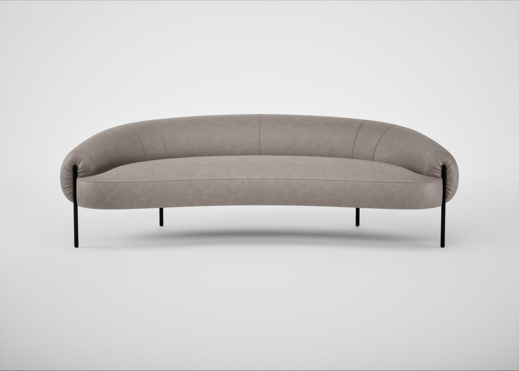 Isola 3 Seater Sofa Leather Grain Light Grey 060 / Black