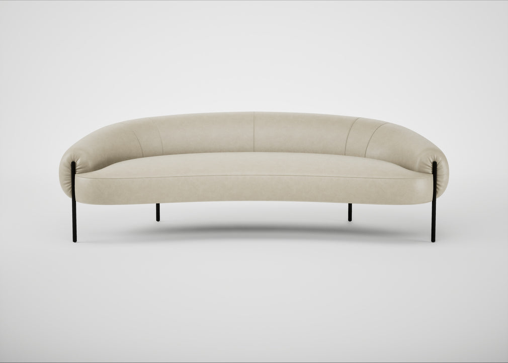 Isola 3 Seater Sofa Leather Grain Storm 006 / Black