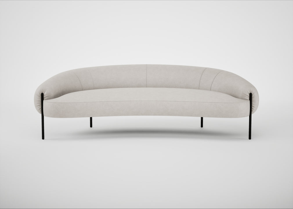 Isola 3 Seater Sofa Leather Grain White 000 / Black